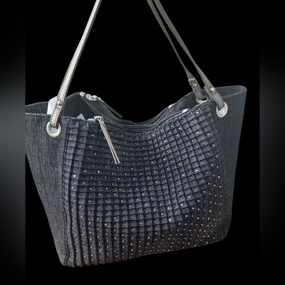 Bold Elements Dark Gray Denim Tote Bag VGUC ! 18.5x10.5x5.5